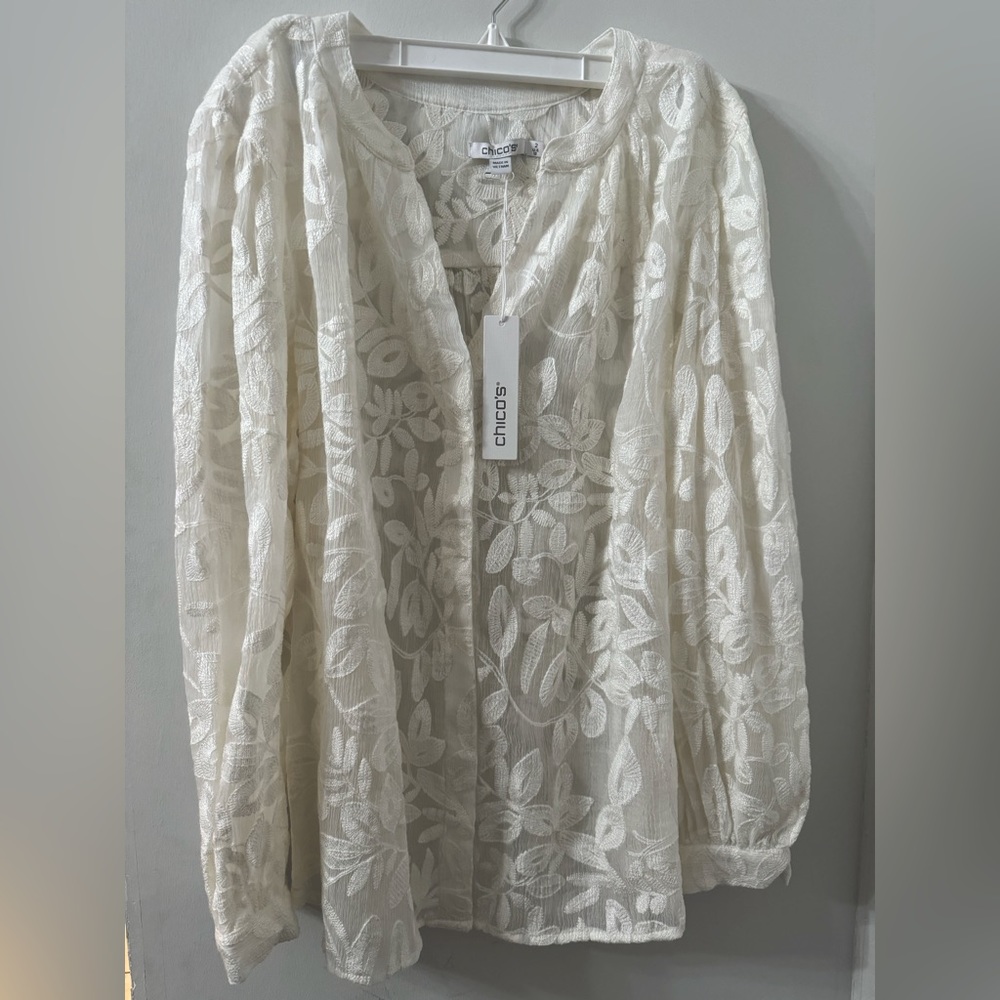 Chico's Cream Floral Blouse